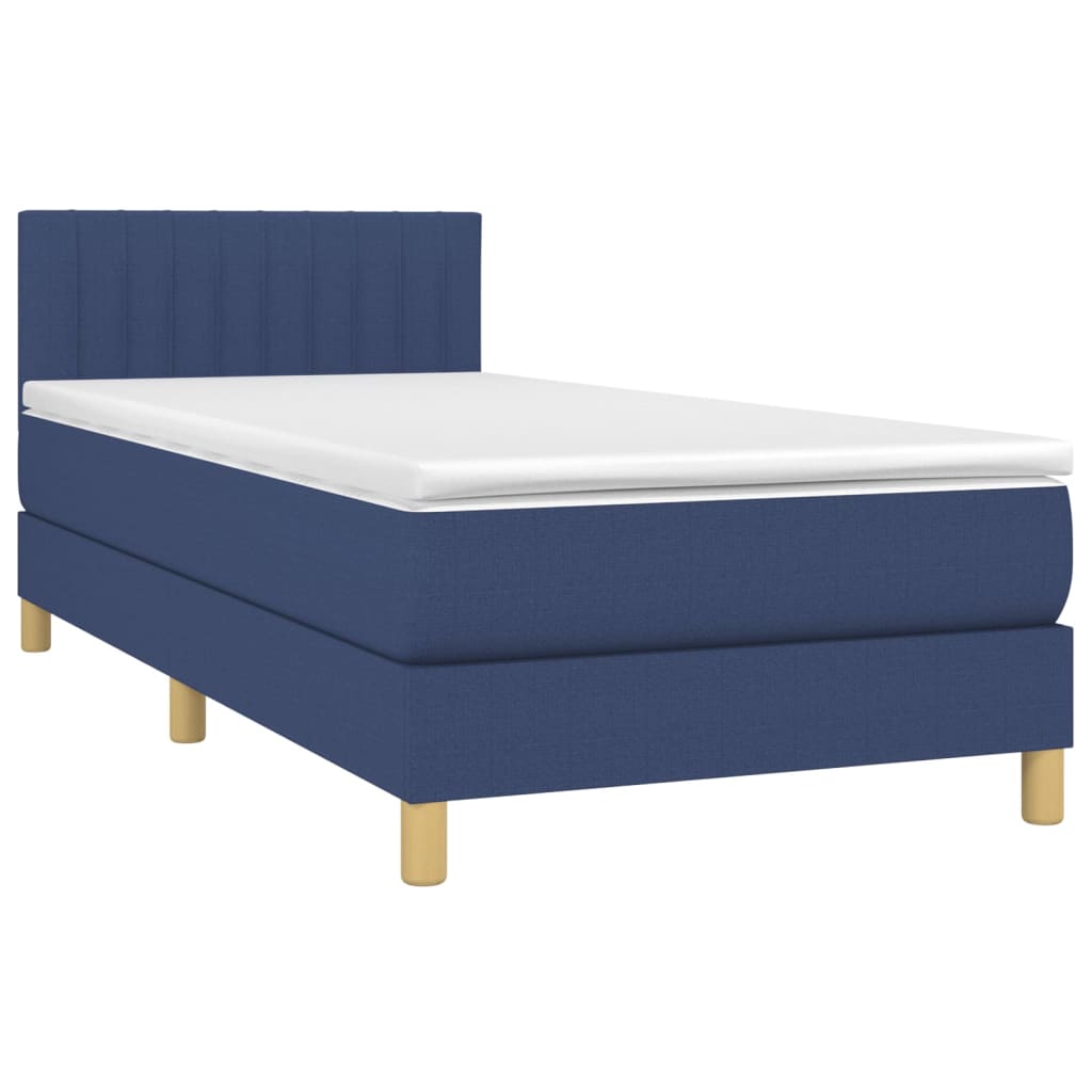 Letto a Molle con Materasso e LED Blu 100x200cm in Tessuto - homemem39