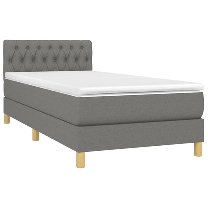 Letto a Molle Materasso e LED Grigio Scuro 90x200 cm in Tessuto - homemem39