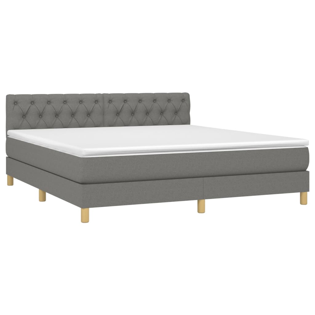 Letto a Molle Materasso e LED Grigio Scuro 160x200cm in Tessuto - homemem39