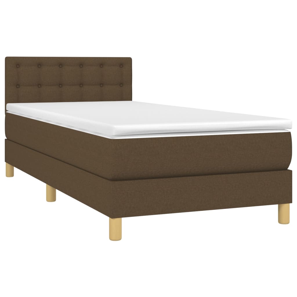 Letto a Molle Materasso e LED Marrone Scuro 80x200cm in Tessuto - homemem39