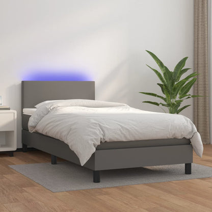 Giroletto Molle con Materasso e LED Grigio 80x200cm Similpelle - homemem39