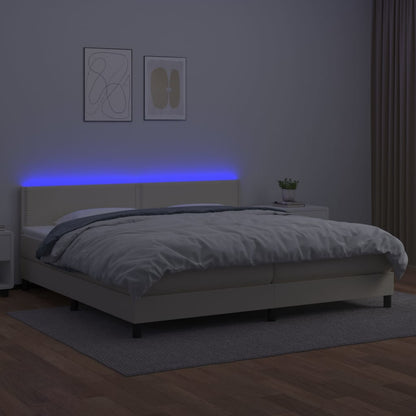 Giroletto a Molle con Materasso e LED Crema 200x200 cm - homemem39