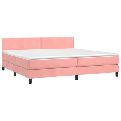 Letto a Molle con Materasso e LED Rosa 200x200 cm in Velluto - homemem39