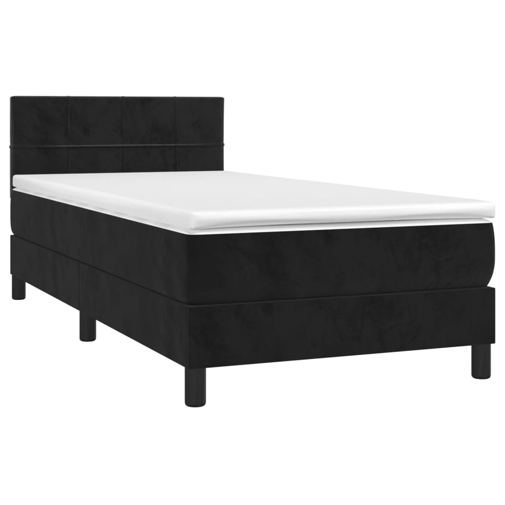 Letto a Molle con Materasso e LED Nero 80x200 cm in Velluto - homemem39