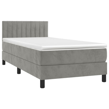 Letto a Molle Materasso e LED Grigio Chiaro 80x200 cm Velluto - homemem39