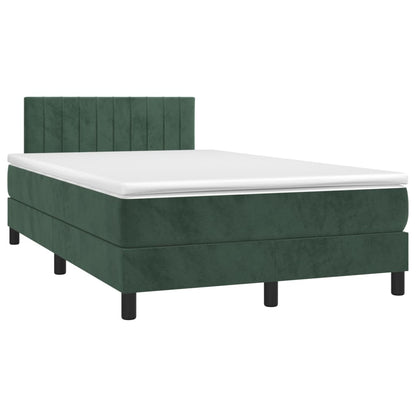 Letto a Molle con Materasso e LED Verde Scuro 120x200cm Velluto - homemem39