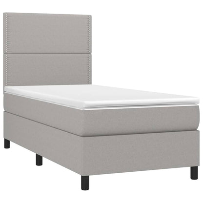 Letto a Molle Materasso e LED Grigio Chiaro 80x200 cm Tessuto - homemem39