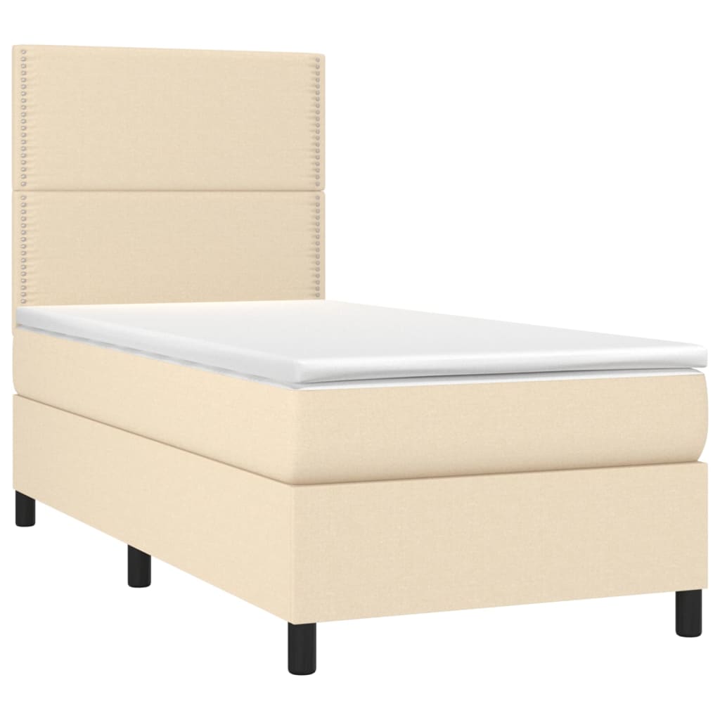 Letto a Molle con Materasso e LED Crema 80x200 cm in Tessuto - homemem39