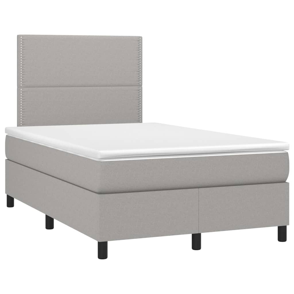 Letto a Molle Materasso e LED Grigio Chiaro 120x200 cm Tessuto - homemem39