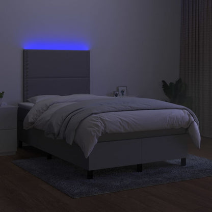 Letto a Molle Materasso e LED Grigio Chiaro 120x200 cm Tessuto - homemem39