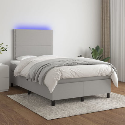 Letto a Molle Materasso e LED Grigio Chiaro 120x200 cm Tessuto - homemem39