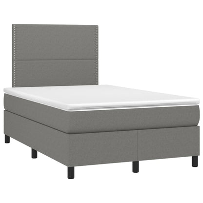 Letto a Molle Materasso e LED Grigio Scuro 120x200cm in Tessuto - homemem39