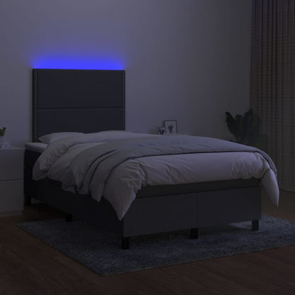 Letto a Molle Materasso e LED Grigio Scuro 120x200cm in Tessuto - homemem39