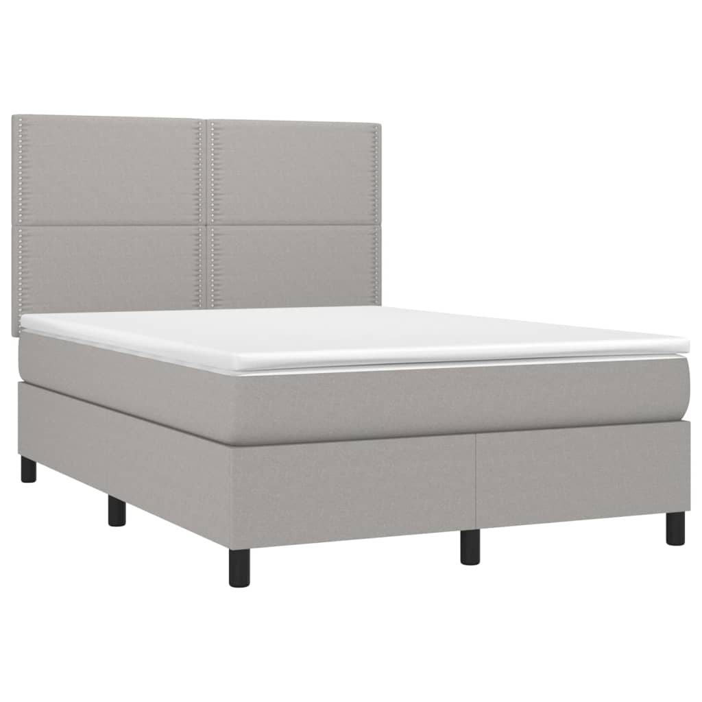 Letto a Molle Materasso e LED Grigio Chiaro 140x200 cm Tessuto - homemem39