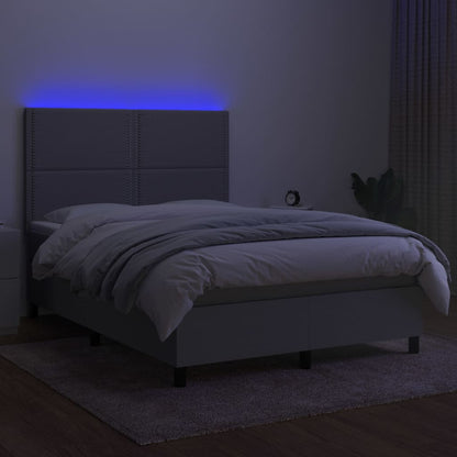 Letto a Molle Materasso e LED Grigio Chiaro 140x200 cm Tessuto - homemem39