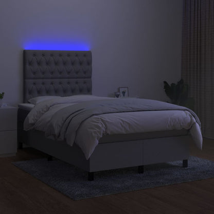 Letto a Molle Materasso e LED Grigio Chiaro 120x200 cm Tessuto - homemem39