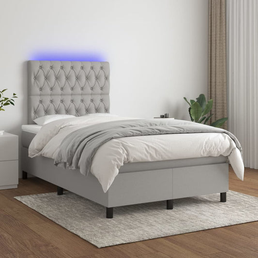 Letto a Molle Materasso e LED Grigio Chiaro 120x200 cm Tessuto - homemem39