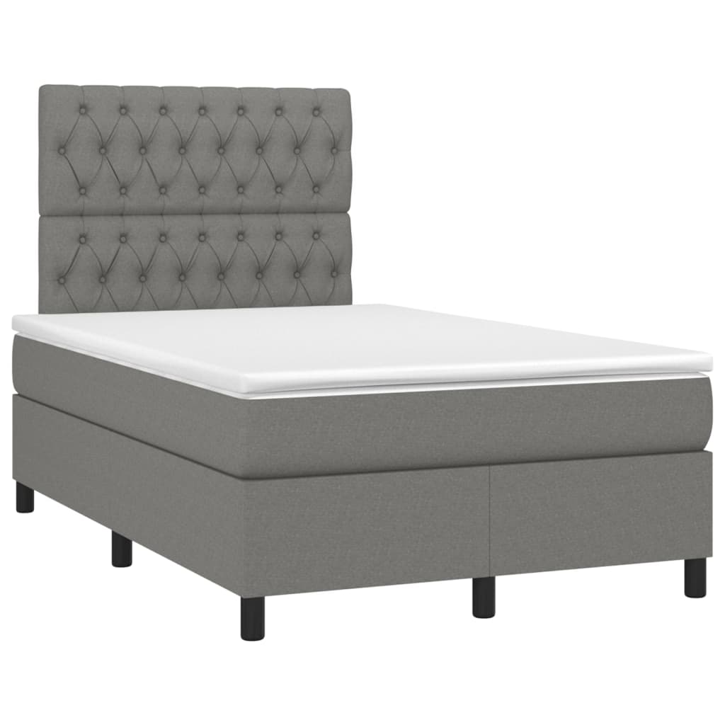 Letto a Molle Materasso e LED Grigio Scuro 120x200cm in Tessuto - homemem39