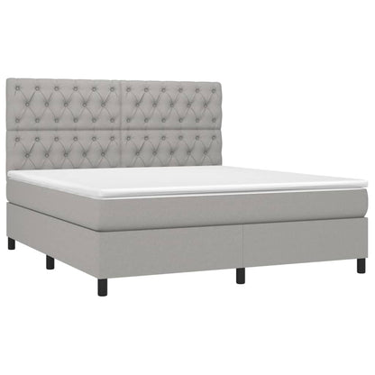 Letto a Molle Materasso e LED Grigio Chiaro 160x200 cm Tessuto - homemem39