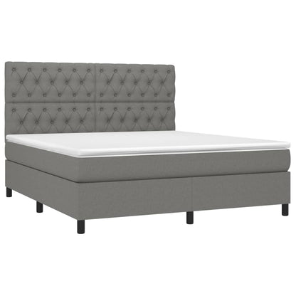 Letto a Molle Materasso e LED Grigio Scuro 160x200cm in Tessuto - homemem39