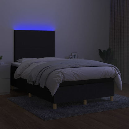 Letto a Molle con Materasso e LED Nero 120x200cm in Tessuto - homemem39