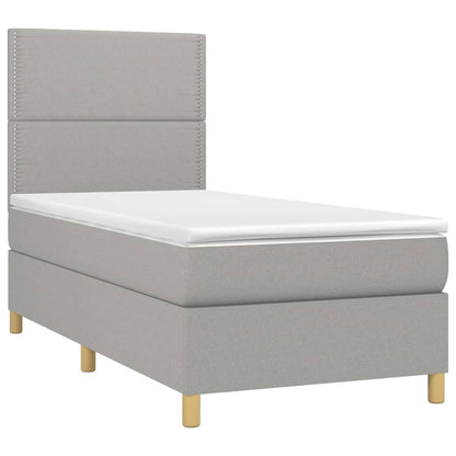 Letto a Molle Materasso e LED Grigio Chiaro 80x200 cm Tessuto - homemem39