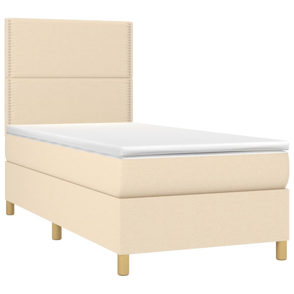 Letto a Molle con Materasso e LED Crema 80x200 cm in Tessuto - homemem39