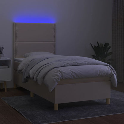 Letto a Molle con Materasso e LED Crema 80x200 cm in Tessuto - homemem39