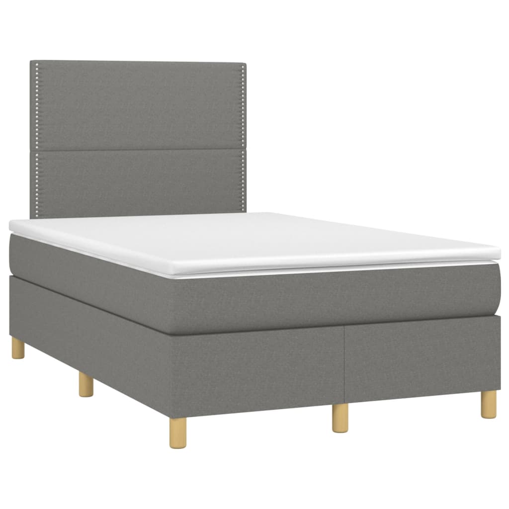 Letto a Molle Materasso e LED Grigio Scuro 120x200cm in Tessuto - homemem39