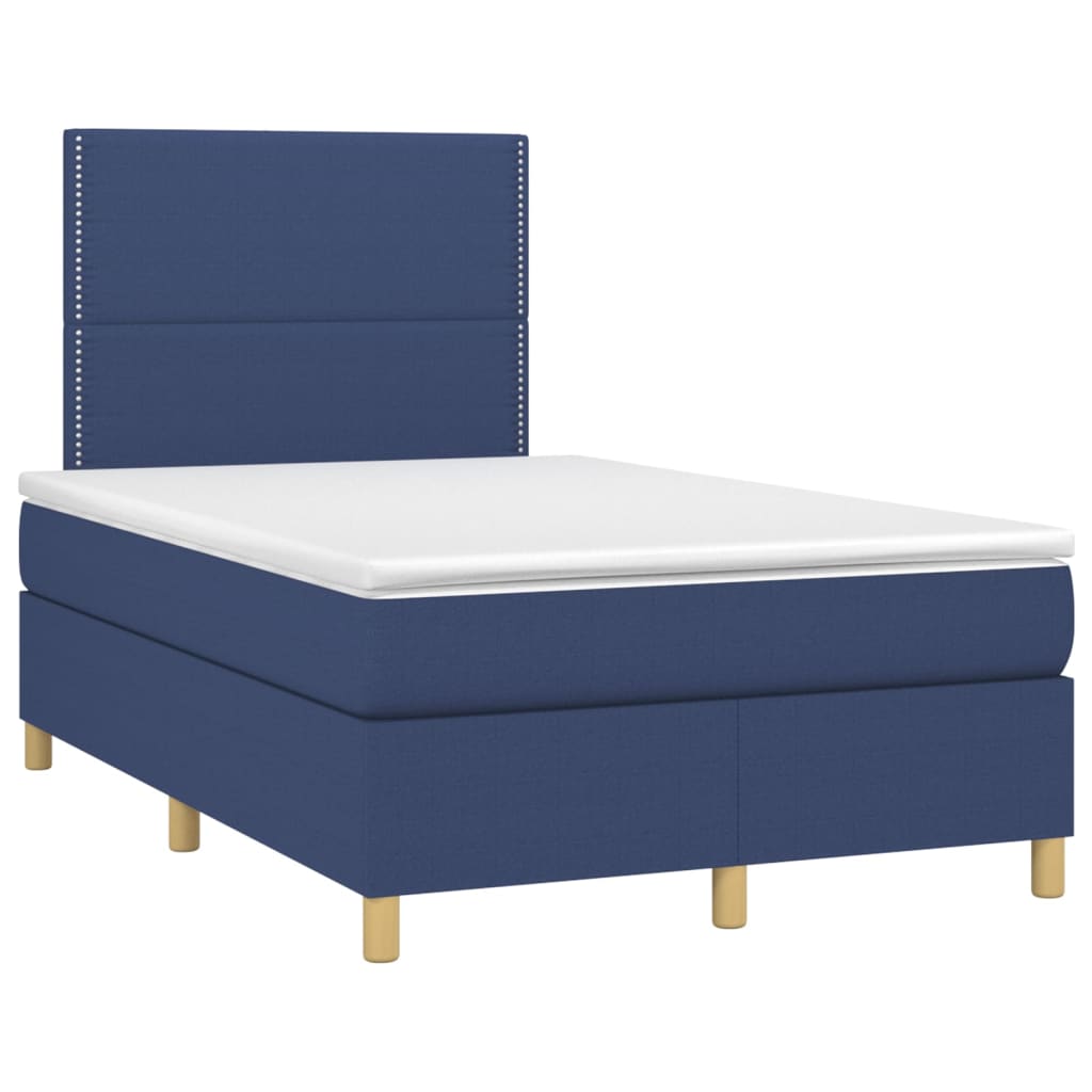 Letto a Molle con Materasso e LED Blu 120x200cm in Tessuto - homemem39