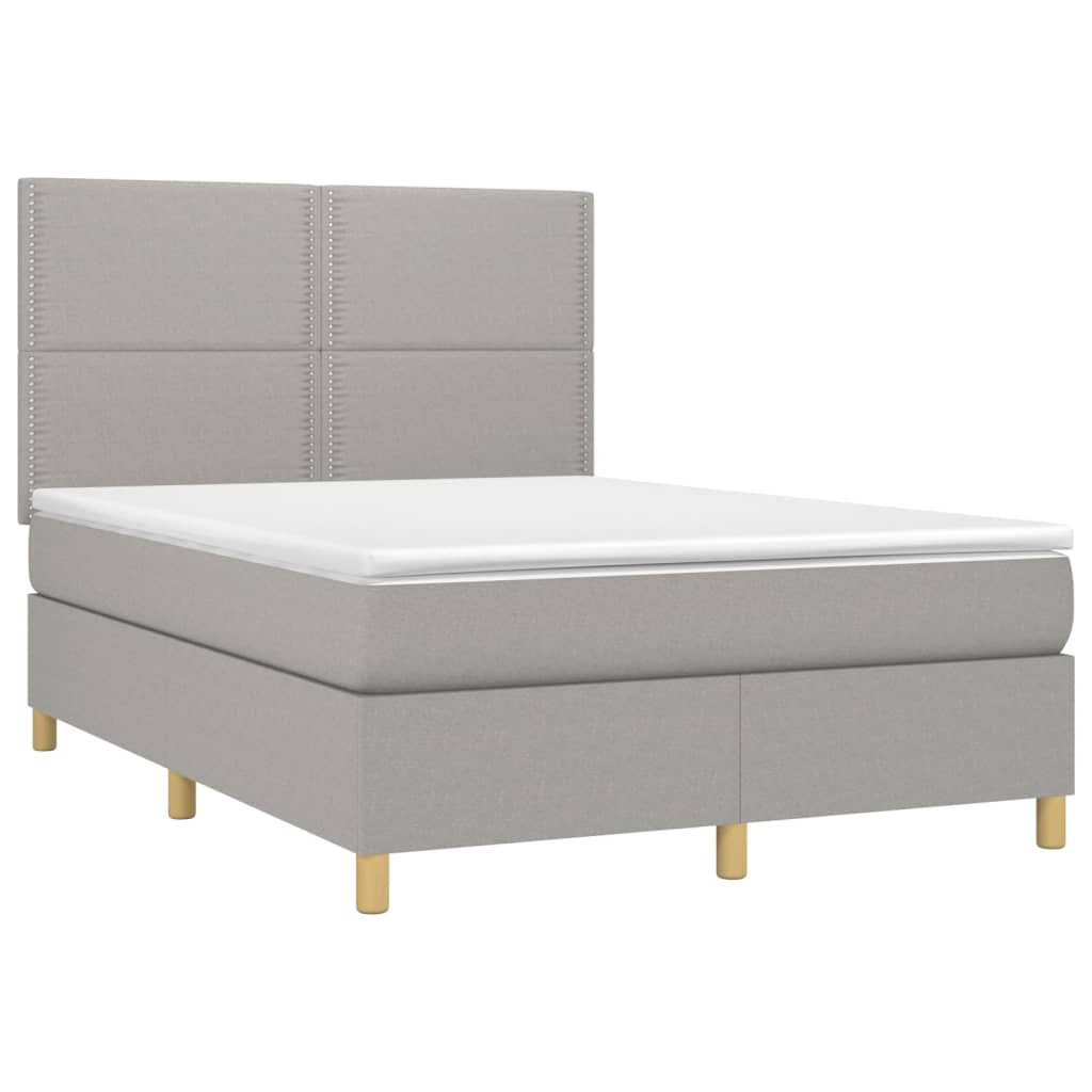 Letto a Molle Materasso e LED Grigio Chiaro 140x190 cm Tessuto - homemem39