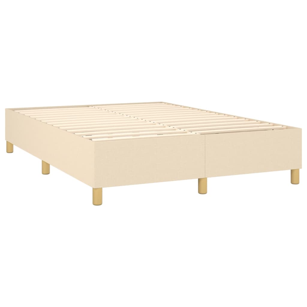 Letto a Molle con Materasso e LED Crema 140x200 cm in Tessuto - homemem39