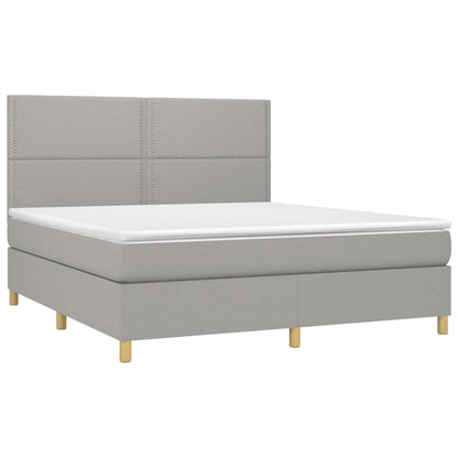 Letto a Molle Materasso e LED Grigio Chiaro 160x200 cm Tessuto - homemem39