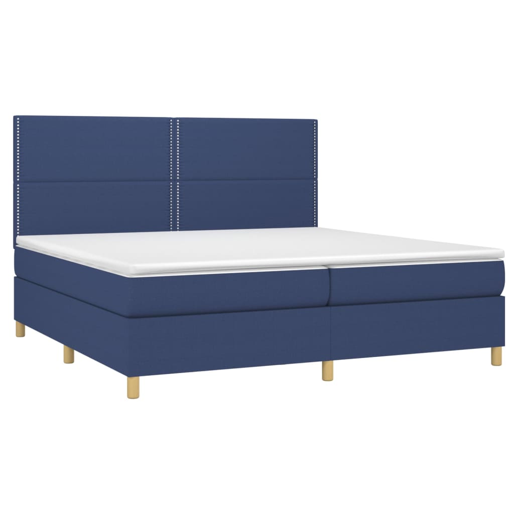 Letto a Molle Materasso e LED Blu 200x200cm in Tessuto - homemem39