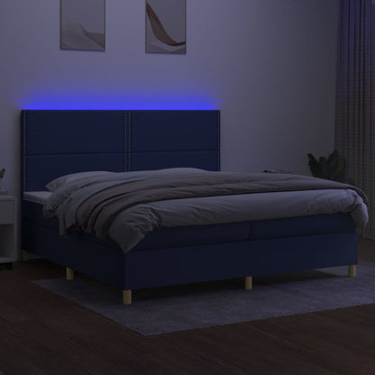 Letto a Molle Materasso e LED Blu 200x200cm in Tessuto - homemem39