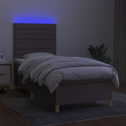 Letto a Molle con Materasso e LED Tortora 80x200 cm in Tessuto - homemem39