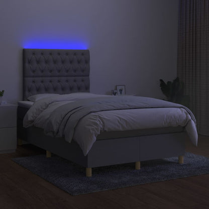 Letto a Molle Materasso e LED Grigio Chiaro 120x200 cm Tessuto - homemem39