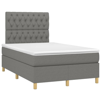 Letto a Molle Materasso e LED Grigio Scuro 120x200cm in Tessuto - homemem39