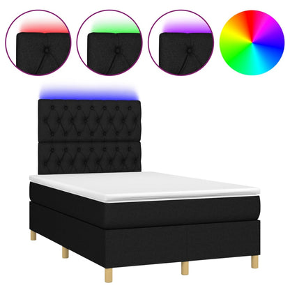 Letto a Molle con Materasso e LED Nero 120x200cm in Tessuto - homemem39