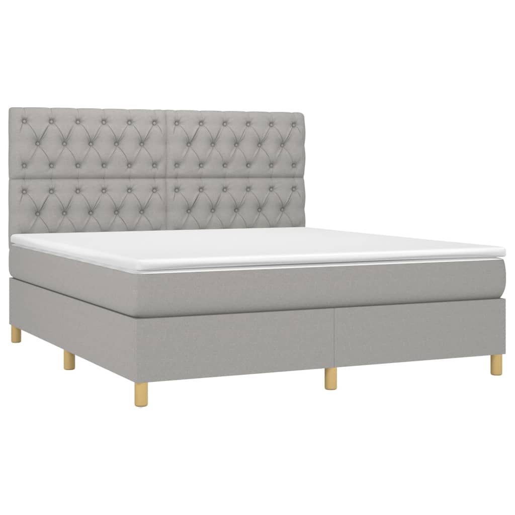 Letto a Molle Materasso e LED Grigio Chiaro 160x200 cm Tessuto - homemem39