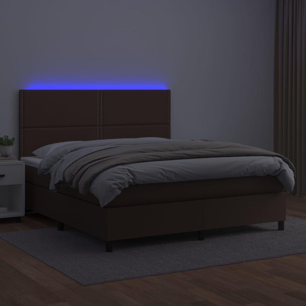 Giroletto Molle con Materasso e LED Marrone 140x200 cm - homemem39