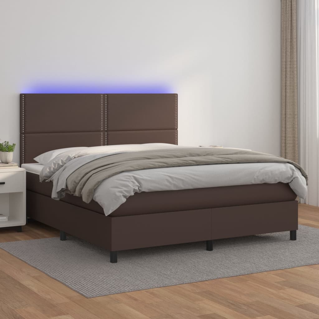 Giroletto Molle con Materasso e LED Marrone 140x200 cm - homemem39