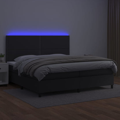 Giroletto a Molle con Materasso e LED Nero 200x200cm Similpelle - homemem39