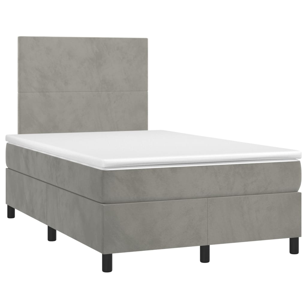 Letto a Molle Materasso e LED Grigio Chiaro 120x200 cm Velluto - homemem39