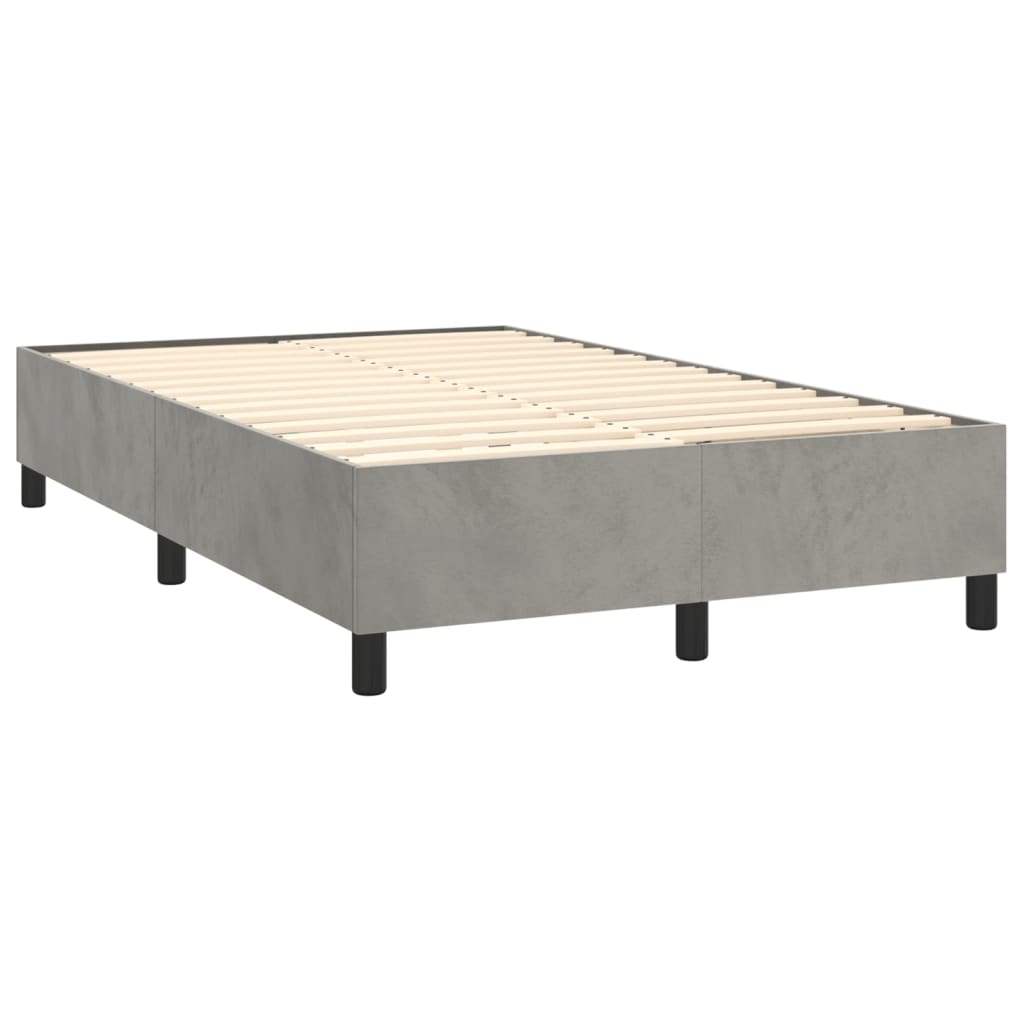 Letto a Molle Materasso e LED Grigio Chiaro 120x200 cm Velluto - homemem39