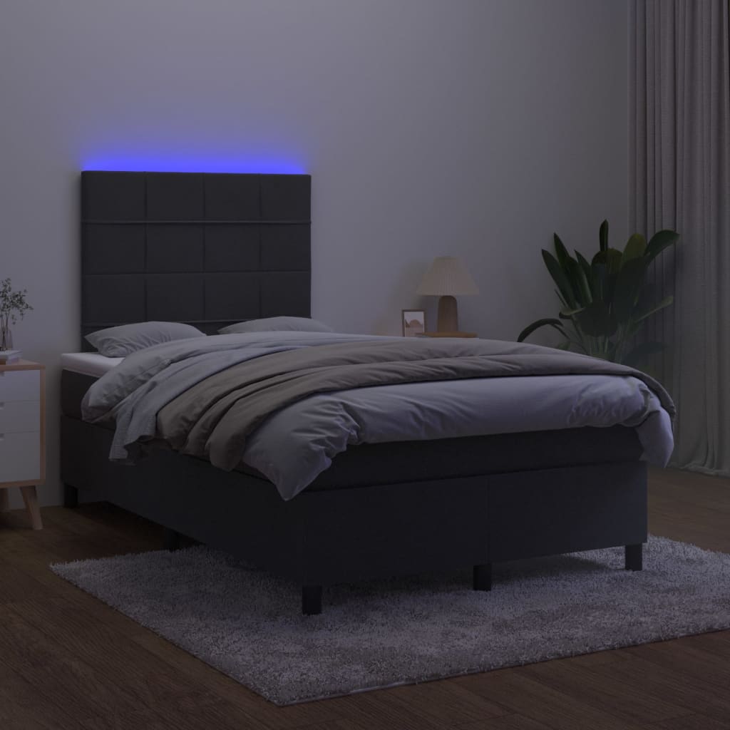 Letto a Molle con Materasso e LED Nero 120x200 cm in Velluto - homemem39