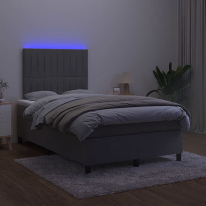 Letto a Molle con Materasso e LED Grigio Scuro 120x200 cm - homemem39