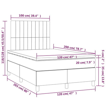 Letto a Molle con Materasso e LED Grigio Scuro 120x200 cm - homemem39