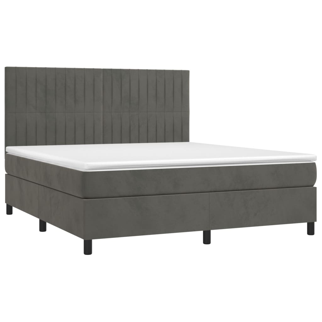 Letto a Molle con Materasso e LED Grigio Scuro 160x200 cm - homemem39