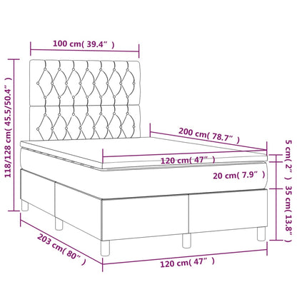 Letto a Molle Materasso e LED Grigio Chiaro 120x200 cm Velluto - homemem39